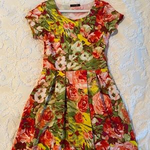 Paper moon Cap Sleeve Floral Dress, Small